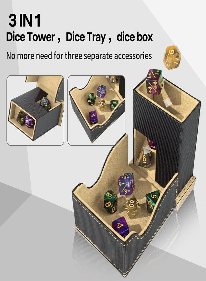 Stepane Dice Roller Tower, Premium DND Magnetic Dice Tray, Foldable PU Leather Dice Tower RPG Gifts for Dungeons and Dragons MTG Dm & Player Black/Brown - Image 2
